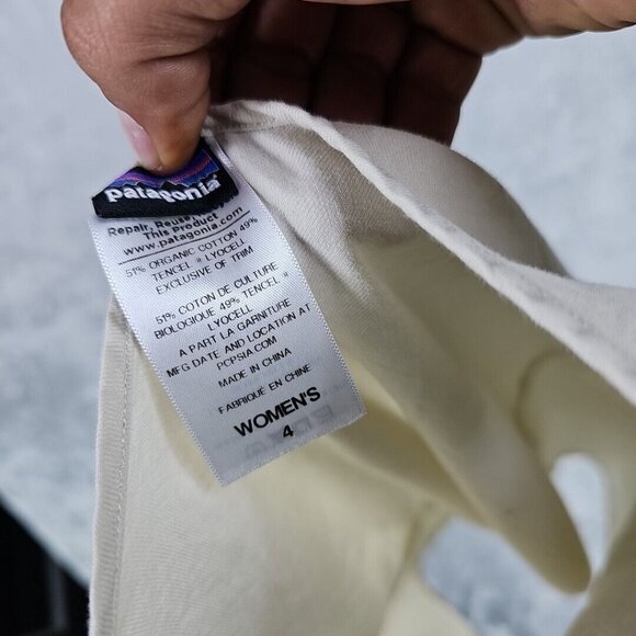 Patagonia Top Womens Size 4 Beige/Yellow Strap Combo Organic Cotton Lyocell Tank - Picture 6 of 6